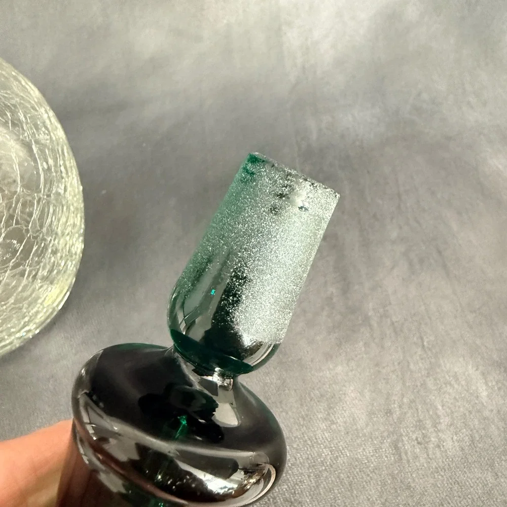 Vintage Blenko 475 Emerald Green Decanter Crackle Glass Winslow Anderson Era